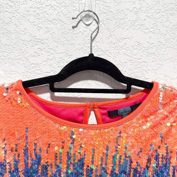 Anthropologie Eva Franco Loretta Sequined Tee Women’s Small Colorful Dopamine - Picture 4 of 11